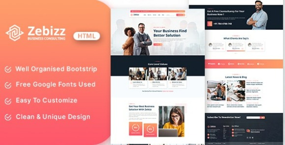 Zebizz v1.0 – Business Consulting HTML Template Free