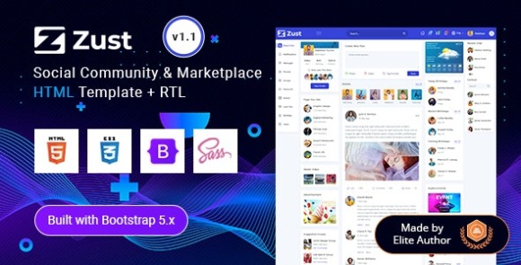 Zust v1.1 – Social Community & Marketplace HTML Template Free