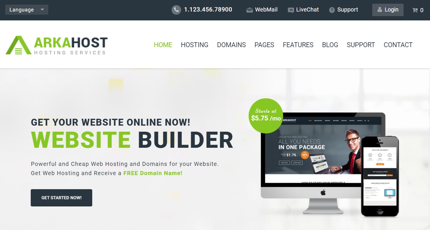ArkaHost Full HTML Responsive Hosting Template Free Download
