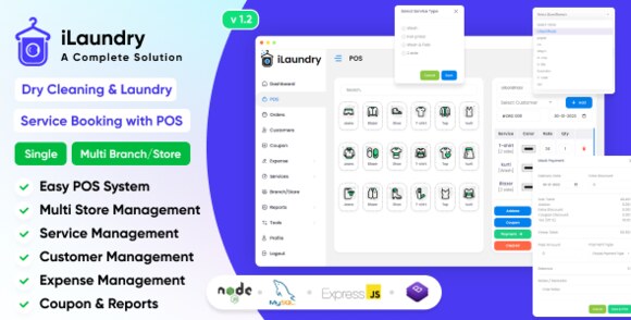 iLaundry v1.3 – Dry Cleaning & Laundry Service Booking with POS | Single & Multi Branch Complete Solution Script
