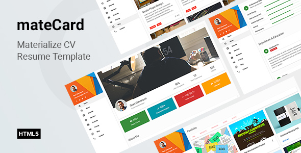 mateCard v1.0 – Materialize CV/Resume HTML Template Free