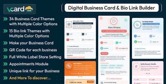 vCard SaaS v7.0 Nulled – Digital Business Card Builder – Bio Links Builder PHP Script
